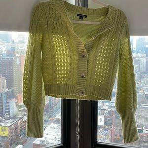 Light green cropped cardigan sweater